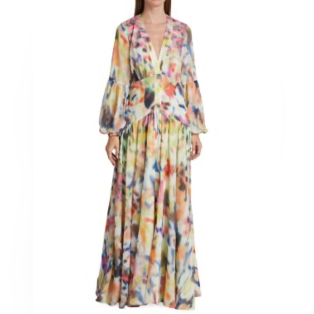 Alexis Becker Belted Pixelated maxi dress